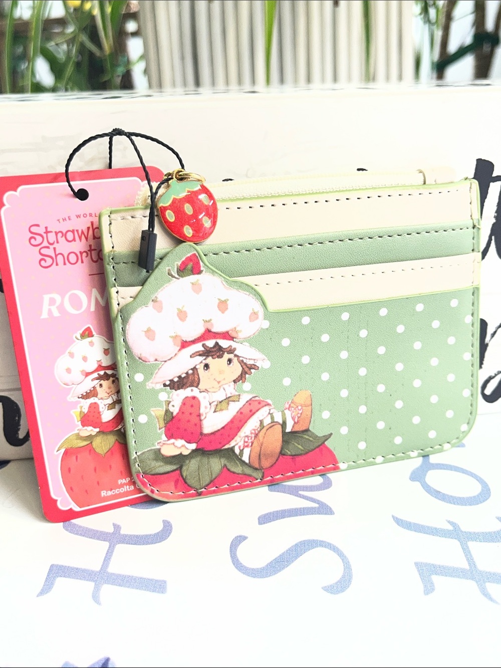 Green Polka Dot Zip Cardholder with Gold Charm